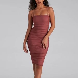 Windsor Fab And Flirty Mesh Midi Dress in Rose